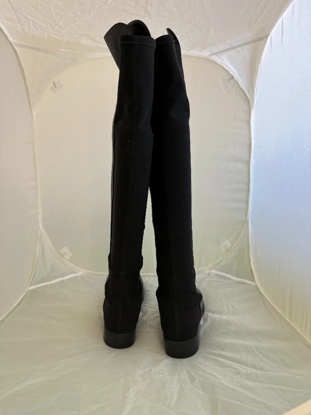 Stuart Weitzman Black Over-the-Knee Leather Stretch Riding Boots Size 7M